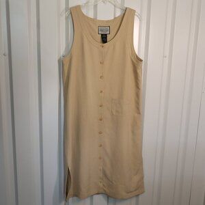 Directives Women's Khaki Button Down Midi Dress Lyocell Size Large Lagenlook